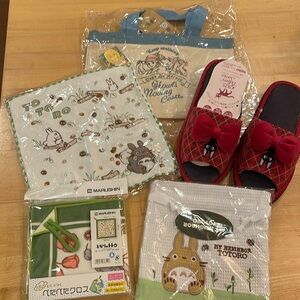 Studio Ghibli SPA Howl’s Moving Castle Tote Pin Kiki’s DS Slippers Totoro Set
